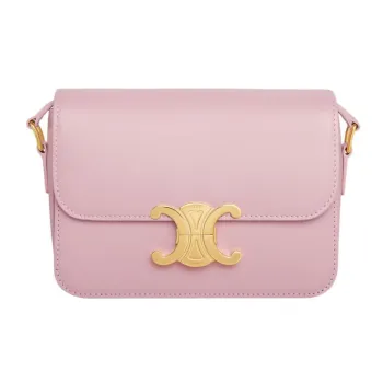 CELINE Triomphe Shiny Cow Leather Shoulder Bag, Tofu Bag, Handbag, Crossbody Bag, Shoulder Bag Women's Light Pink Red