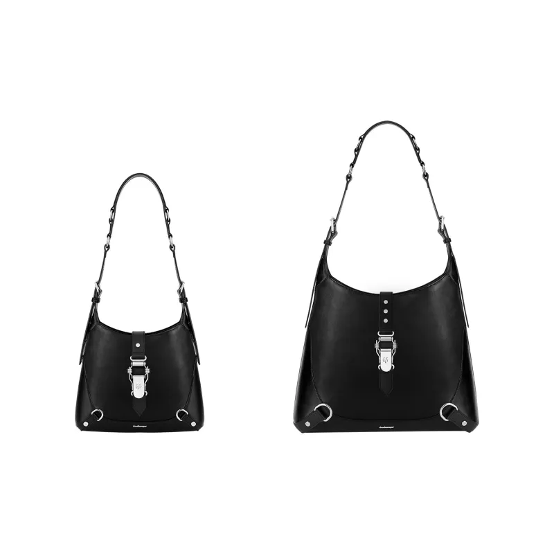 BABAMA Microfiber Synthetic Leather Shoulder Bag Regular Unisex Texture Black-1