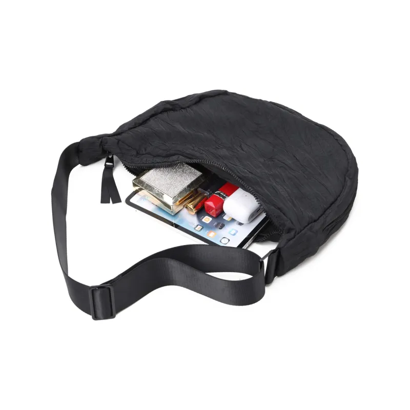 RUIGOR Fabric Dumpling Bag Shoulder Bag Crossbody Bag Regular Unisex Black-6