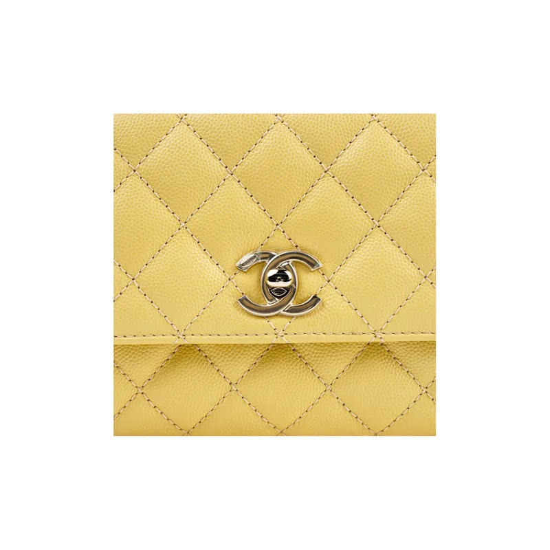 CHANEL Calfskin One Shoulder Handbag Crossbody Bag Mini Women's Chick Yellow-4