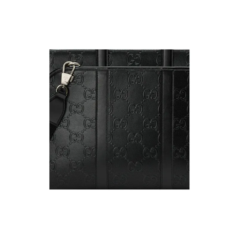 GUCCI Leather Handbags Briefcases Men's Black-9
