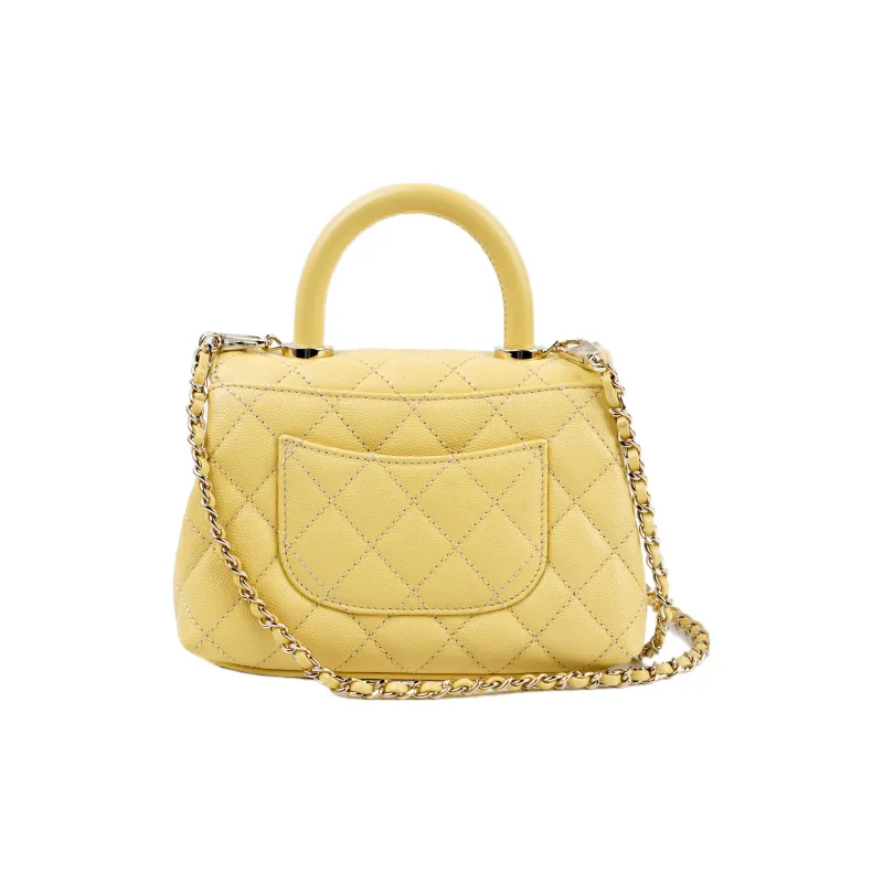 CHANEL Calfskin One Shoulder Handbag Crossbody Bag Mini Women's Chick Yellow-2