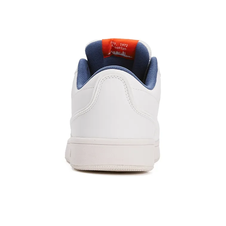 PONY Street Series Cushioned Slip Resistant Low Top Skateboard Shoes Unisex White Navy Blue-3