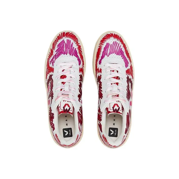 VEJA x MARNI V 10 Low Top Stylish Skateboarding Shoes Men's Red-3