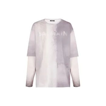 BALMAIN Logo print Organic Cotton T shirt
