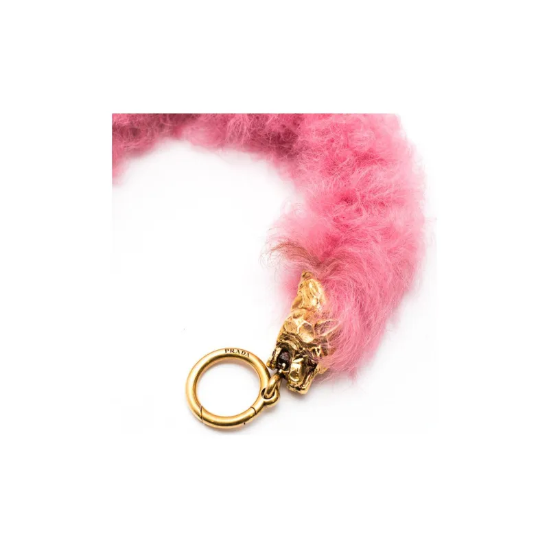 PRADA Metal With Fur Bag Straps Women's Pink-1