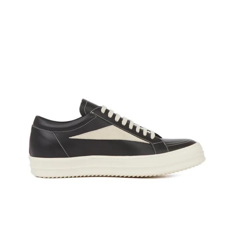 RICK OWENS EDFU Vintage Sneaks Leather Black Milk White Women's-1