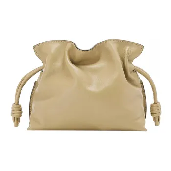 LOEWE Flamenco Nappa Cow Leather One Shoulder Crossbody Clutches Mini Women's Earth Green