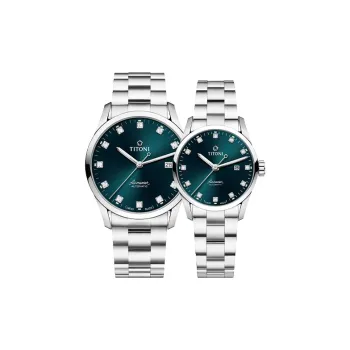 TITONI Airmaster Series Automatic Mechanical Movement Unisex Watch 39 Green Dial 83743 S-682+23743 S-682