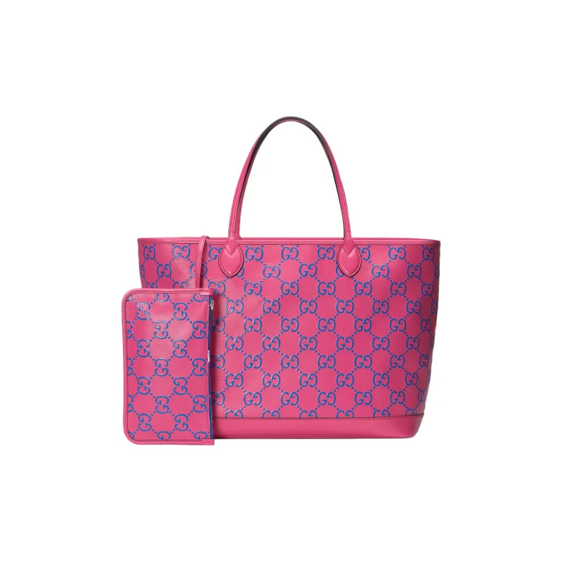 GUCCI Leather Tote Bag, Shopping Bag, Shoulder Bag, Handbag Tubas Women's Fuchsia/Blue-3