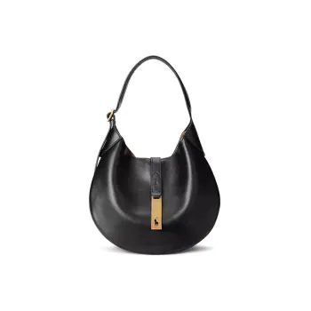 Polo Ralph Lauren Polo ID Calfskin Handbag, Shoulder Bag Regular Women's Black