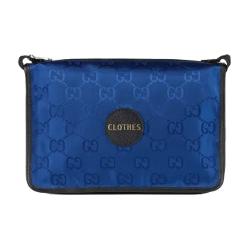 GUCCI Off The Grid Recycled Nylon Fabric Square Bag Storage Bag Clutch Toiletry Bag Medium Size Men's Blue