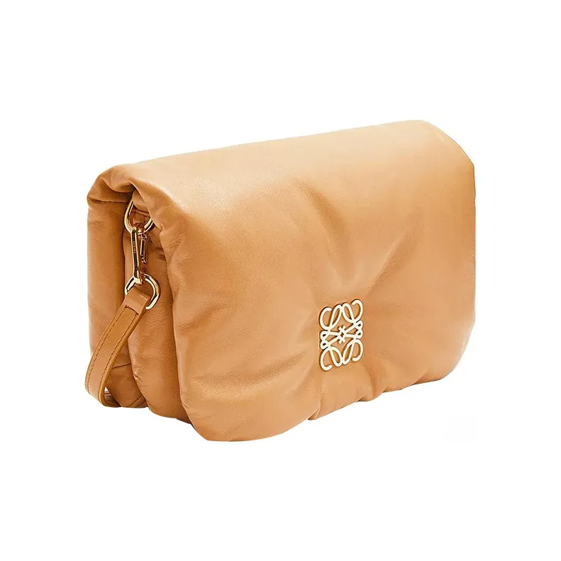 LOEWE Puffer Goya Bag In Shiny Nappa Lambskin Mini Camel-2