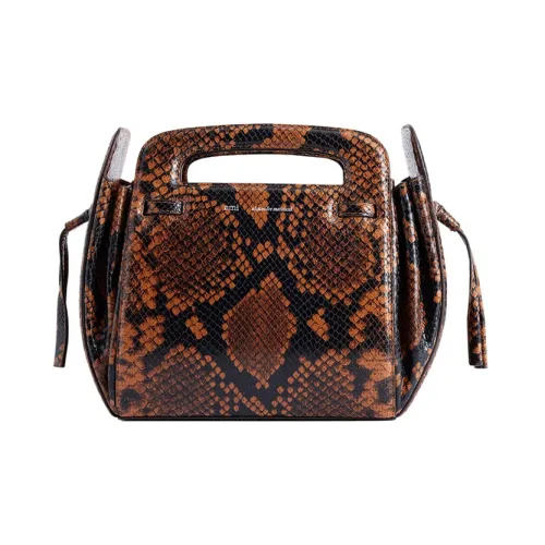 AMIPARIS Python Pattern Embossed Leather Trunk Bag Shoulder Bag Crossbody Bag Handbag Small Size Women's Brown