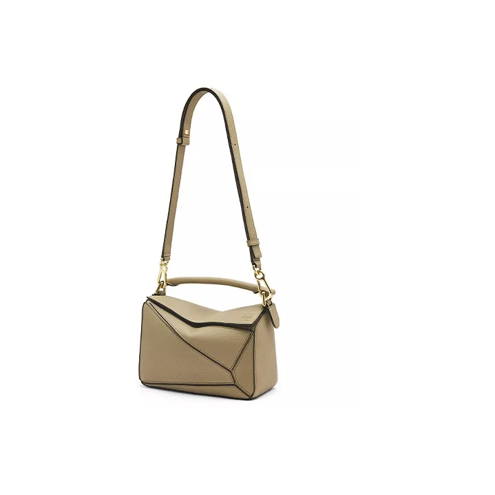 LOEWE Puzzle Bag In Soft Grained Calfskin Small Artichoke Green-4