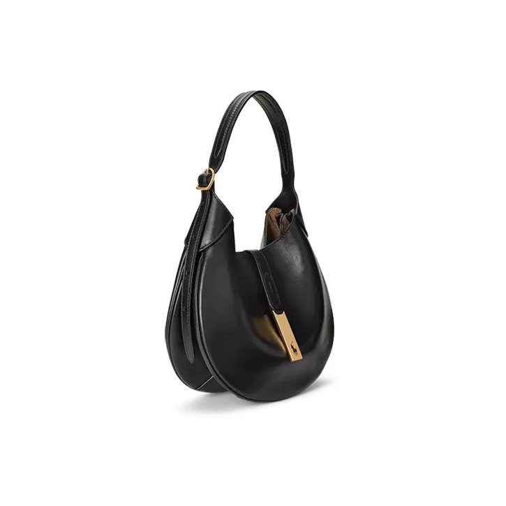 Polo Ralph Lauren Polo ID Calfskin Handbag, Shoulder Bag Regular Women's Black-1
