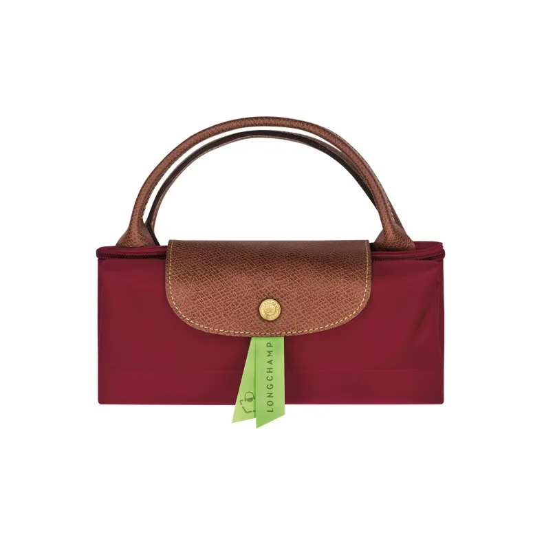 LONGCHAMP Le Pliage Cow Leather Trim Portable One Shoulder Travel Bag Large Size Women's Red-3