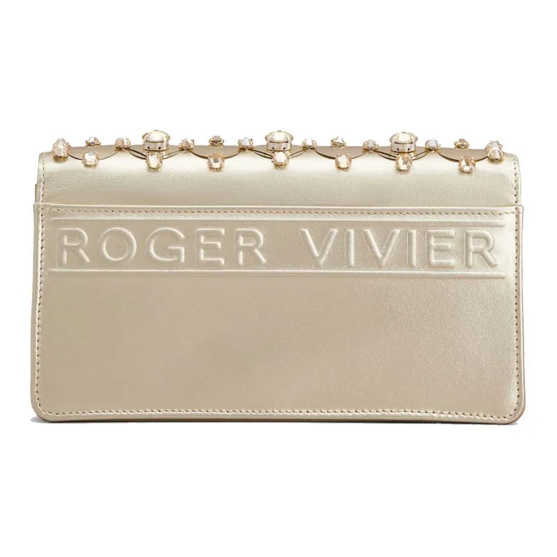 Roger Vivier Metal Leather One Shoulder Crossbody Clutches Mini Women's Gold-2