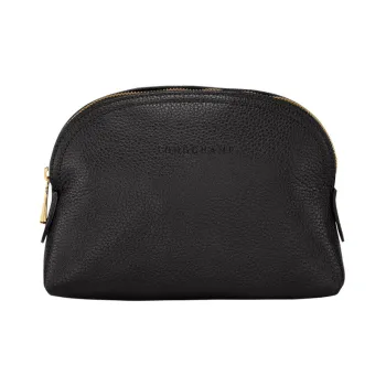 LONGCHAMP Le Foulonné Cow Leather Clutch Small Size Women's Black