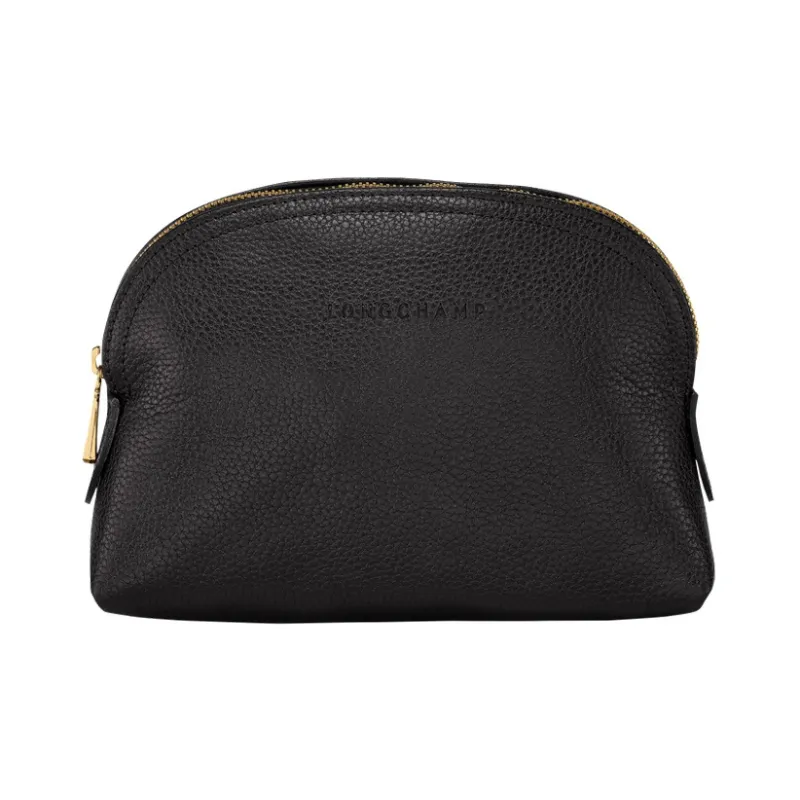 LONGCHAMP Le Foulonné Cow Leather Clutch Small Size Women's Black-0