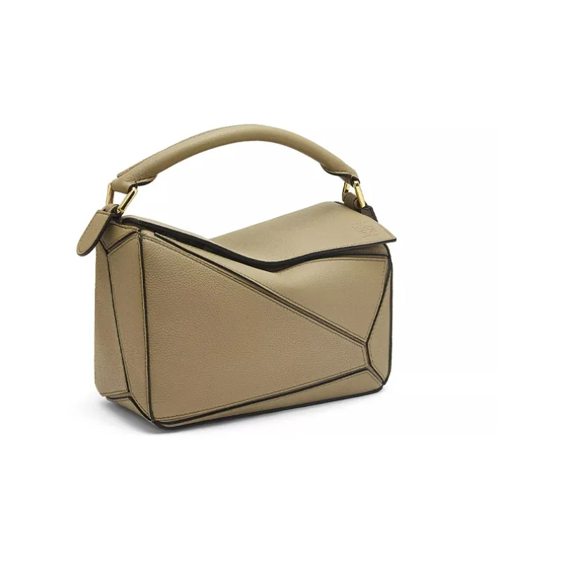 LOEWE Puzzle Bag In Soft Grained Calfskin Small Artichoke Green-1