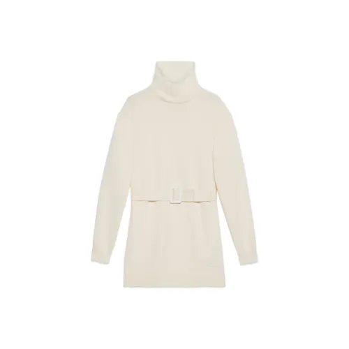GUCCI Cashmere Wool With Gg Patch Turtleneck Top Ivory