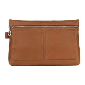 LONGCHAMP Le Foulonné Cow Leather Makeup Bags Toiletry Bags Men's Brown