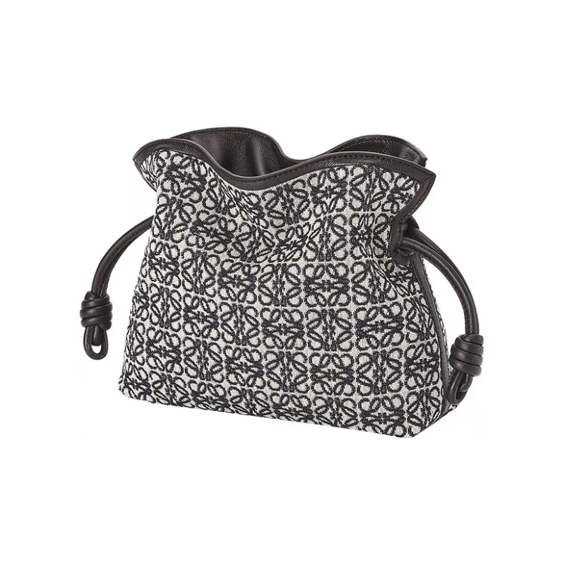 LOEWE Cow Leather With Canvas Jacquard Lucky Bag One Shoulder Handheld Crossbody Bag Mini Women's Marine Blue/Black-3