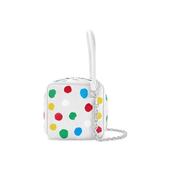 LOUIS VUITTON Yayoi Kusama Collaboration Square Leather Shoulder Bag Crossbody Bag Handbag Regular Women's White