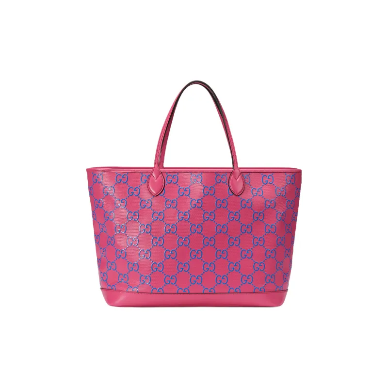 GUCCI Leather Tote Bag, Shopping Bag, Shoulder Bag, Handbag Tubas Women's Fuchsia/Blue-2