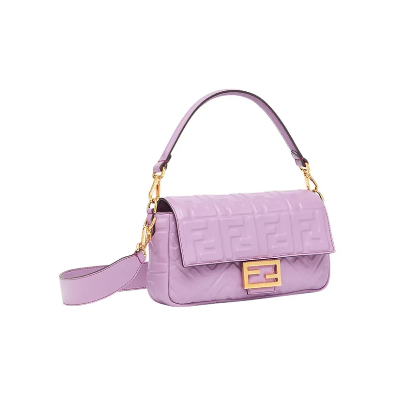 FENDI Baguette Sheepskin Portable Crossbody Bag Shoulder Bag Medium Size Women's Purple-1