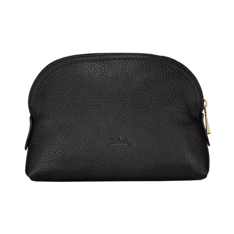 LONGCHAMP Le Foulonné Cow Leather Clutch Small Size Women's Black-2