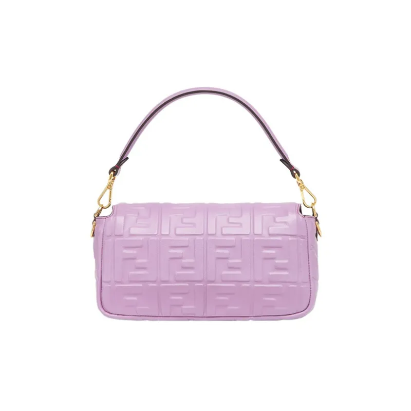 FENDI Baguette Sheepskin Portable Crossbody Bag Shoulder Bag Medium Size Women's Purple-2
