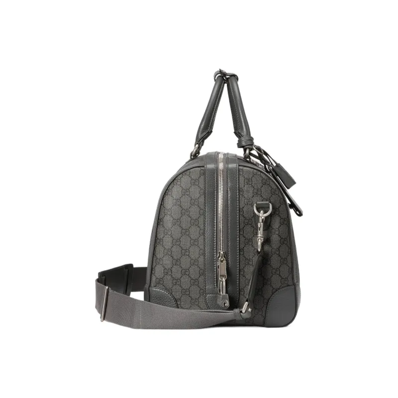 GUCCI Ophidia Canvas With Leather Binding Shoulder Bag Crossbody Bag Handbag Travel Bag Small Size Men's Gray & Black-3