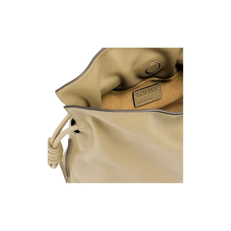 LOEWE Flamenco Nappa Cow Leather One Shoulder Crossbody Clutches Mini Women's Earth Green-4
