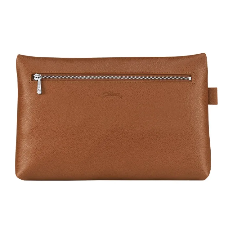 LONGCHAMP Le Foulonné Cow Leather Makeup Bags Toiletry Bags Men's Brown-2