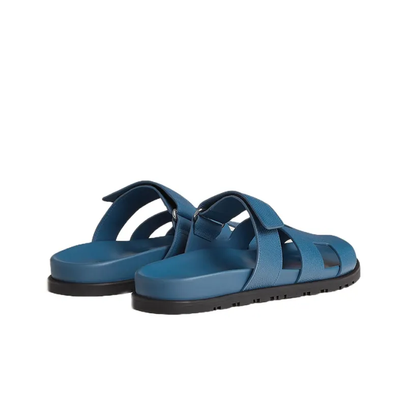 HERMES Chypre Slide Slippers Women's Blue-4