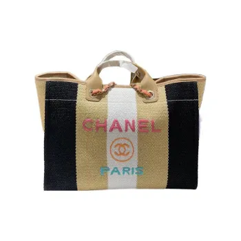 CHANEL Fabric Beach Bag, Tote Bag, Shopping Bag, Shoulder Bag, Crossbody Bag, Handbag Women's Multicolor