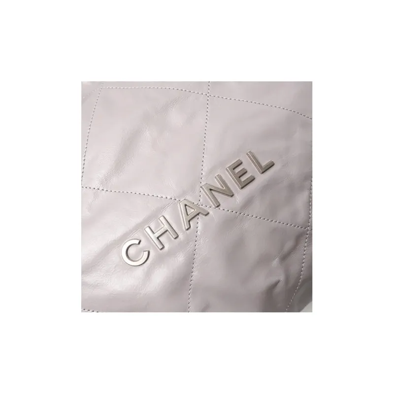 CHANEL 22Bag Cow Leather Tote Bag, Shopping Bag, Handbag, Shoulder Bag Trumpets Women's Gray Silver Letter-1