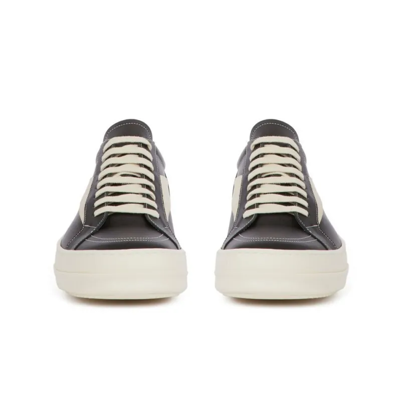 RICK OWENS EDFU Vintage Sneaks Leather Black Milk White Women's-2