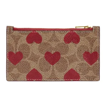 COACH Card Case With Cow Leather Card Holder Mini Women's Brown