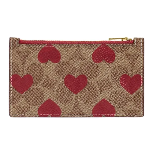 COACH Card Case With Cow Leather Card Holder Mini Women's Brown