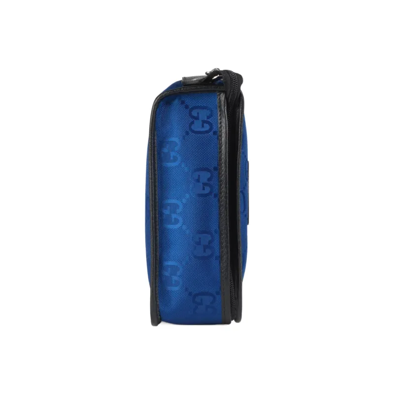 GUCCI Off The Grid Recycled Nylon Fabric Square Bag Storage Bag Clutch Toiletry Bag Medium Size Men's Blue-3