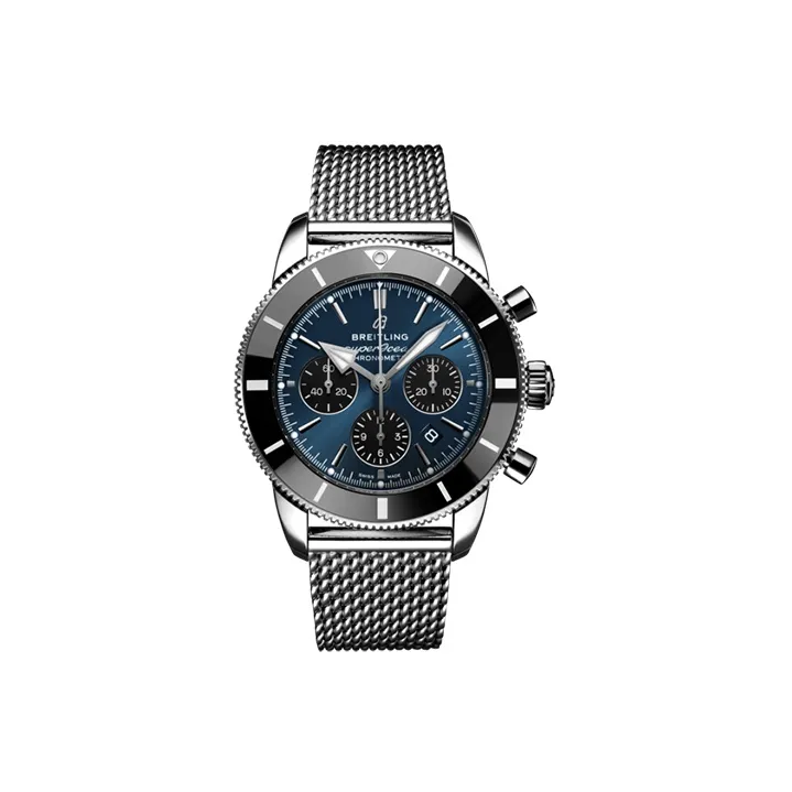 BREITLING Automatic Mechanical Movement Men's Watch 44mm Blue Dial Stainless Steel Case Stainless Steel Watchband-0