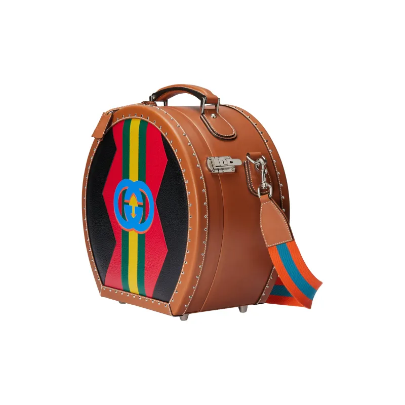 GUCCI Leather Hats & Caps Box Portable Crossbody Bag Shoulder Bag Small Size Men's Black/Red-1