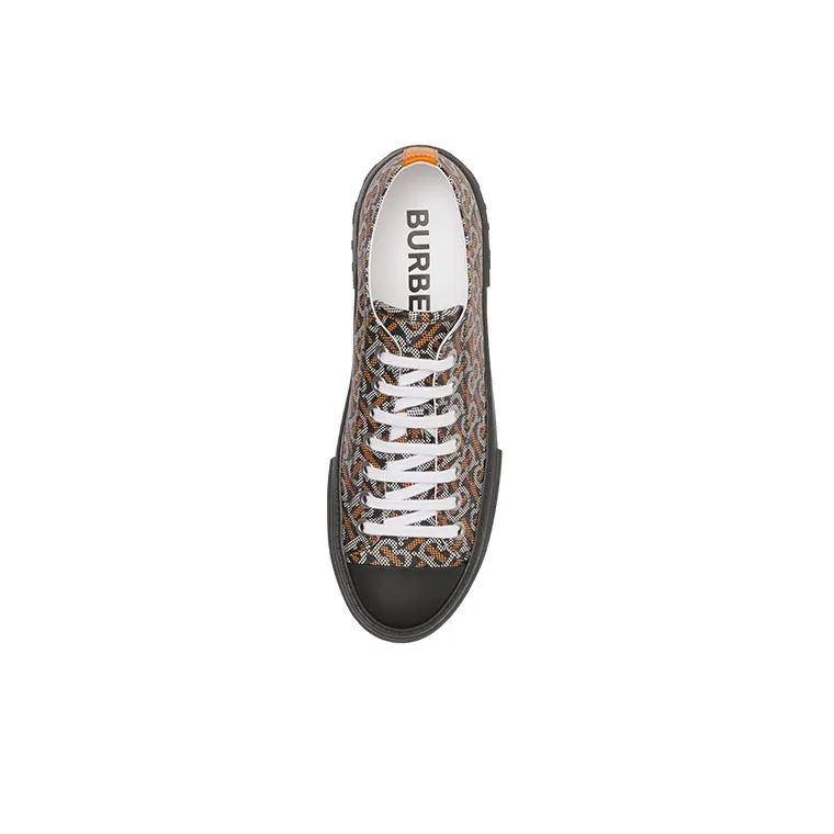 Burberry Monogram Pattern Low Top Black Orange Canvas-3