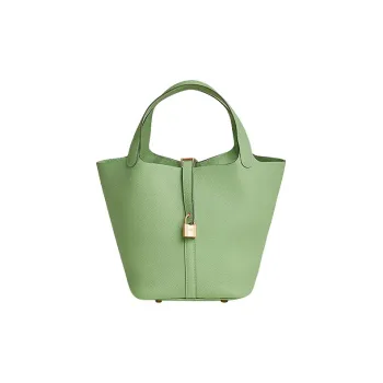 HERMES Picotin Lock Taurillon Maurice Leather Basket Bag Handbag Bucket Bag Women's 3I Vert Criquet Avocado Green
