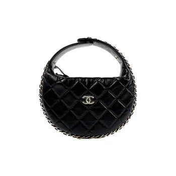 CHANEL Sheepskin Handbags Clutches Mini Women's Black