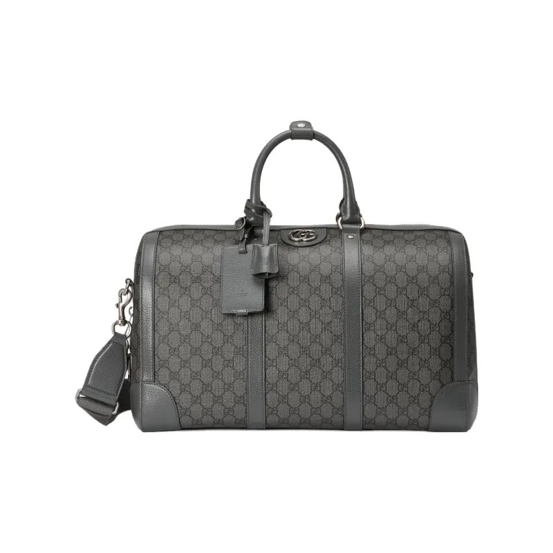 GUCCI Ophidia Canvas With Leather Binding Shoulder Bag Crossbody Bag Handbag Travel Bag Small Size Men's Gray & Black-0