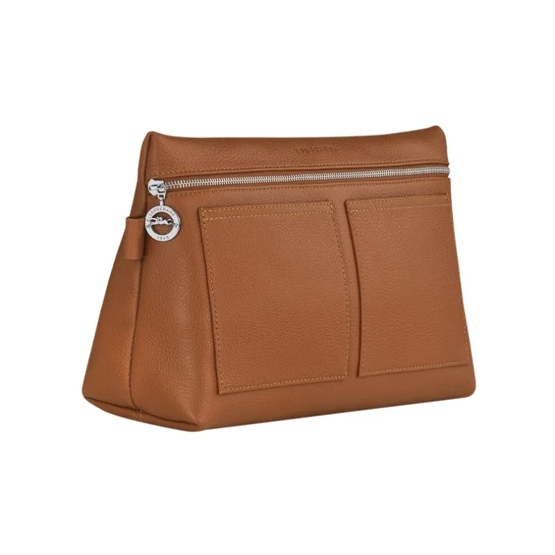 LONGCHAMP Le Foulonné Cow Leather Makeup Bags Toiletry Bags Men's Brown-1